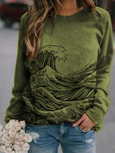 Load image into Gallery viewer, Women's Sea Wave Pattern Printed Casual Sweater