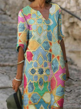 Load image into Gallery viewer, Retro Casual Loose Geometric Color Matching Dress