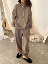 Load image into Gallery viewer, Casual Solid Color Hooded Sweater Women'S Suit