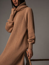 Load image into Gallery viewer, Solid Color Turtleneck Casual Sweater Dress