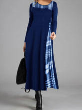 Load image into Gallery viewer, Plaid Printed Button Round Neck Elegant Dress