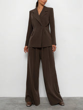 Load image into Gallery viewer, Pleated Wide-Leg Pants Blazer Suit