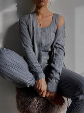 Load image into Gallery viewer, Fashion Solid Color Casual Knitted Cardigan Three-piece Set