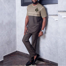 Load image into Gallery viewer, Mens Color Matching Short-Sleeved T-Shirt And Pants Suit