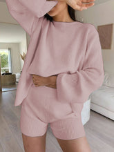 Load image into Gallery viewer, Round Neck Solid Color Long-sleeved Knitted Suit