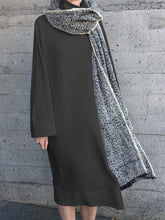 Load image into Gallery viewer, High Neck Long Sleeve Loose Dress