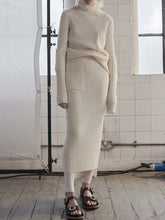 Load image into Gallery viewer, Fashion Casual Solid Color Long Sleeve High Neck Two-piece Suit