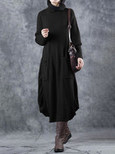 Load image into Gallery viewer, Retro Casual High Neck Women'S Long Knitted Dress