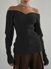 Load image into Gallery viewer, Fashion Loose One Shoulder Solid Color Sweater
