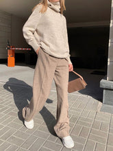 Load image into Gallery viewer, Women'S Fashion High Neck Long Sleeve Knitted Two-Piece Suit