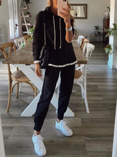 Load image into Gallery viewer, Casual Long-sleeved Hooded Solid Color Two-piece Set
