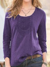 Load image into Gallery viewer, Long Sleeve Velvet Round Neck Vintage Shirt And Top