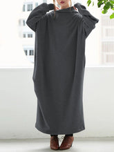Load image into Gallery viewer, Retro Lazy Loose Solid Color High Collar Women'S Knitted Dress