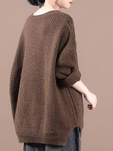 Load image into Gallery viewer, Loose V-neck Solid Color Long-sleeved Casual Sweater