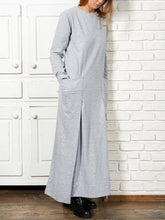 Load image into Gallery viewer, Stitching Fashion Solid Color Pocket Round Neck Dress