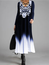 Load image into Gallery viewer, Gradient Long-sleeved V-neck Slim Casual Dress