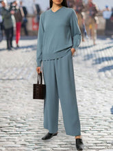 Load image into Gallery viewer, Loose Simple Solid Color Knitted Ladies Two-piece Suit