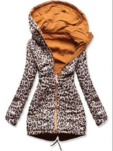 Load image into Gallery viewer, Leopard Print Hooded Reversible Coat