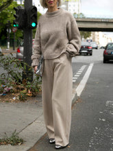 Load image into Gallery viewer, Fashion Small High Neck Long Sleeve Knitted Casual Two-piece Suit