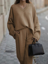 Load image into Gallery viewer, Fashionable And Cool Solid Color V-Neck Women'S Knitted Suit