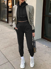 Load image into Gallery viewer, Solid Color High Neck Drawstring Hooded Loose Two-piece Suit