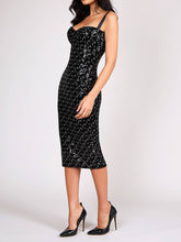 Load image into Gallery viewer, Sexy Suspenders Sequin Elegant Midi Dress