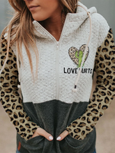 Load image into Gallery viewer, Women's Leopard Love Hurts Printed Splicing Hoodie