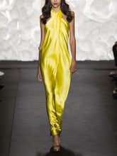 Load image into Gallery viewer, Fashion Halter Silk Elegant Evening Dress