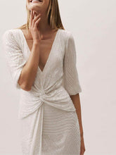 Load image into Gallery viewer, Sexy V-neck Mid-sleeved Evening Maxi Dress