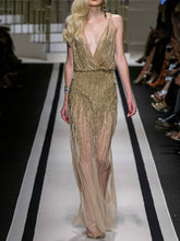 Load image into Gallery viewer, Sexy Suspender Sequin Evening Dress