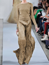 Load image into Gallery viewer, 达不到供应链要求,下架Fashion Casual Round Neck Long Sleeve Solid Color Two-piece Suit