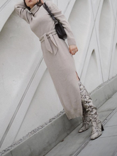 Load image into Gallery viewer, Solid Color Turtle Neck Long Sleeve Split Knit Sweater Dress