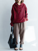 Load image into Gallery viewer, Solid Color Long-sleeved Knitted Hoodie