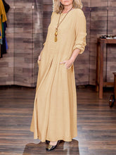 Load image into Gallery viewer, Simple Casual Loose Round Neck Long Sleeve Knitted Maxi Dress