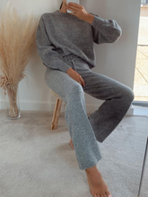 Load image into Gallery viewer, Solid Color Round Neck Casual Knitted Two-piece Suit