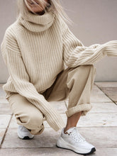 Load image into Gallery viewer, 达不到供应链要求,产品下架Fashion Casual Loose High Neck Long Sleeve Two-piece Suit