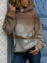 Load image into Gallery viewer, Desert Day Night Print Casual Loose Hoodie Sweatshirt