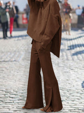 Load image into Gallery viewer, Fashion High Neck Split Loose Two-piece Ladies Two-piece Suit
