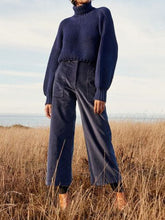 Load image into Gallery viewer, Casual High Neck Knitted Ladies Two-piece Suit