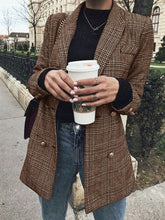 Load image into Gallery viewer, Check Button Fashion Casual Coat