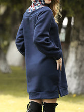 Load image into Gallery viewer, Loose Check Collar Hooded Drawstring Dress