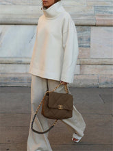 Load image into Gallery viewer, Fashion Simple Long Sleeve Turtleneck Top Pants Set