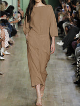 Load image into Gallery viewer, Fashion Casual Loose Solid Color Three-quarter Sleeve Jumpsuit