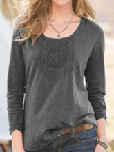 Load image into Gallery viewer, Long Sleeve Velvet Round Neck Vintage Shirt And Top