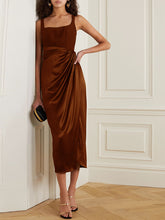 Load image into Gallery viewer, Pure Color Sling Slim Midi Dress