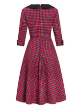 Load image into Gallery viewer, Fashionable Plaid V-neck Long Sleeve Dress