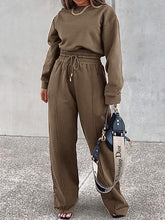 Load image into Gallery viewer, Fashion Casual Solid Color Long Sleeve Round Neck Two-piece Suit