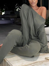 Load image into Gallery viewer, Fashion Long Sleeve Round Neck Solid Color Casual Two-piece Suit