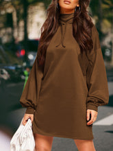 Load image into Gallery viewer, High Collar Long Sleeve Loose Casual Sweater Dress