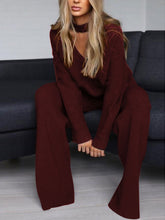 Load image into Gallery viewer, Sweater Long Sleeve Solid Color Fashion Two-piece Suit